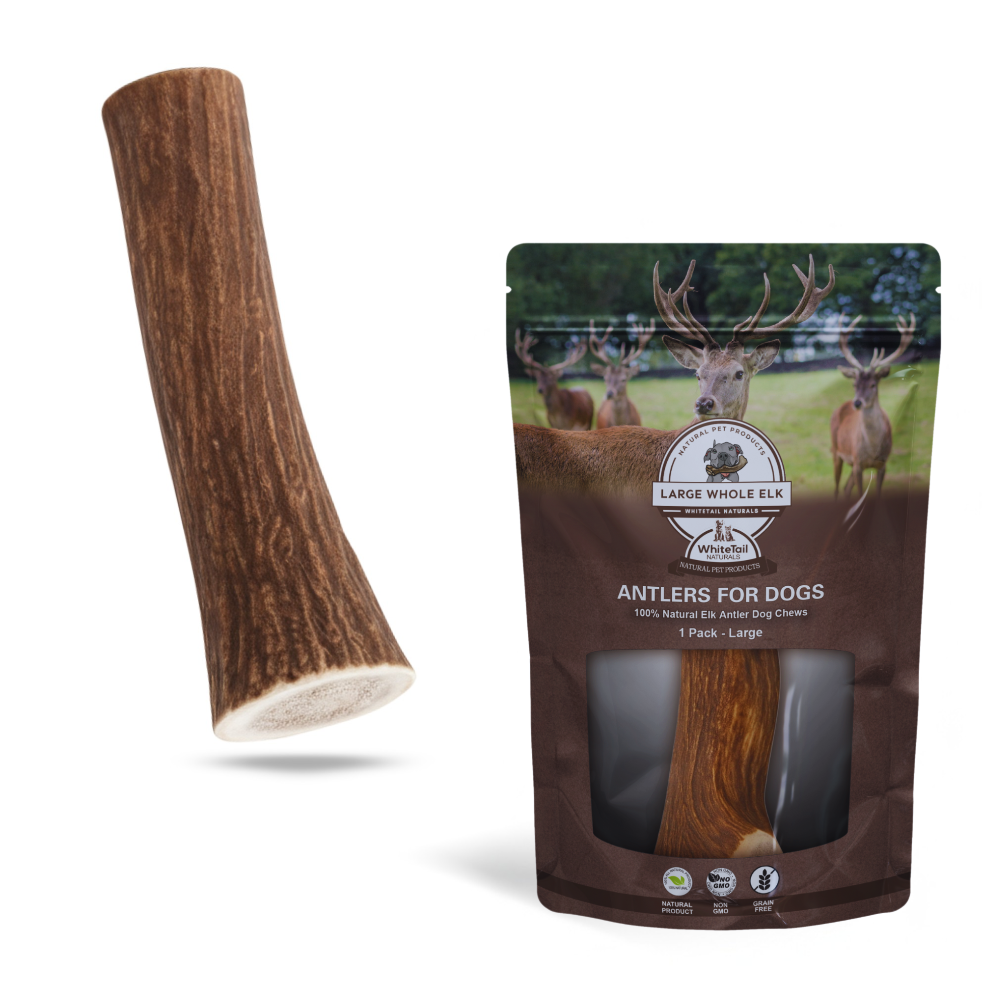 Large | Whole Elk Antler Dog Chew - Single or Multipac