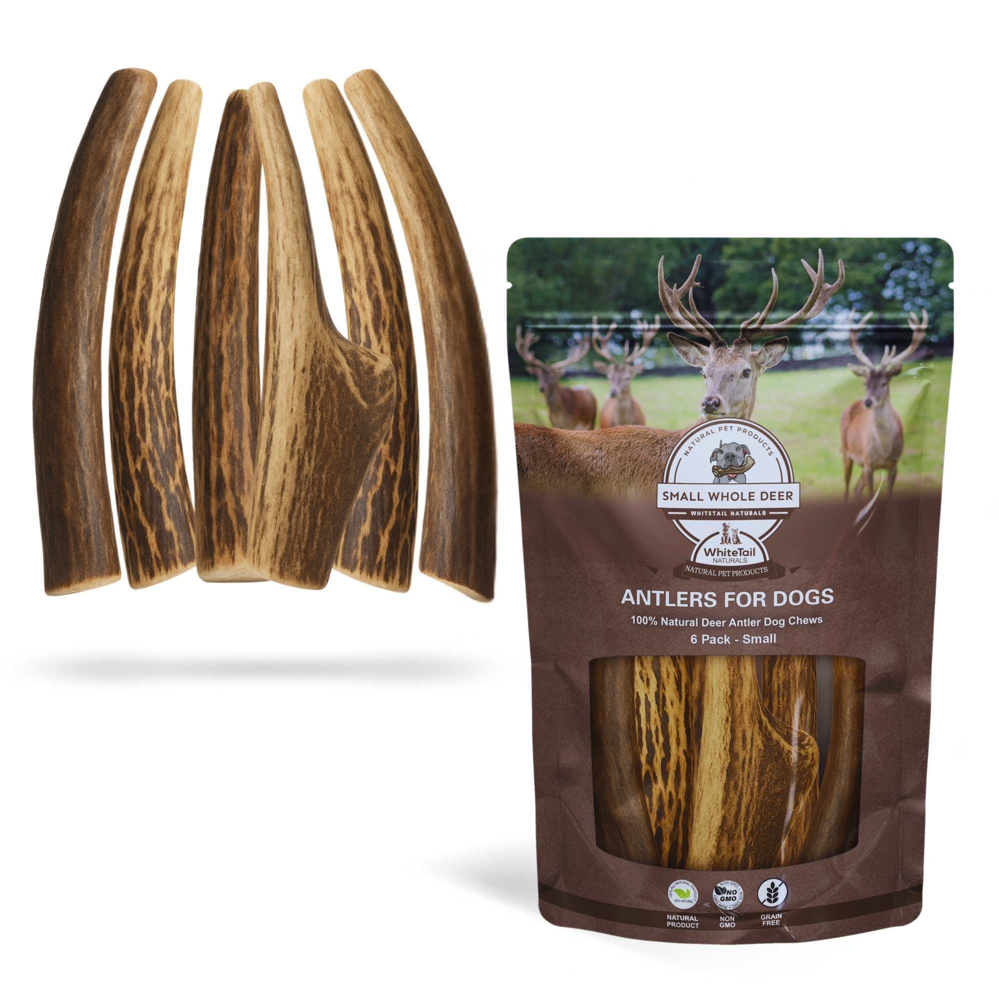 Small | Whole Deer Antler Dog Chews - Single or Multipack