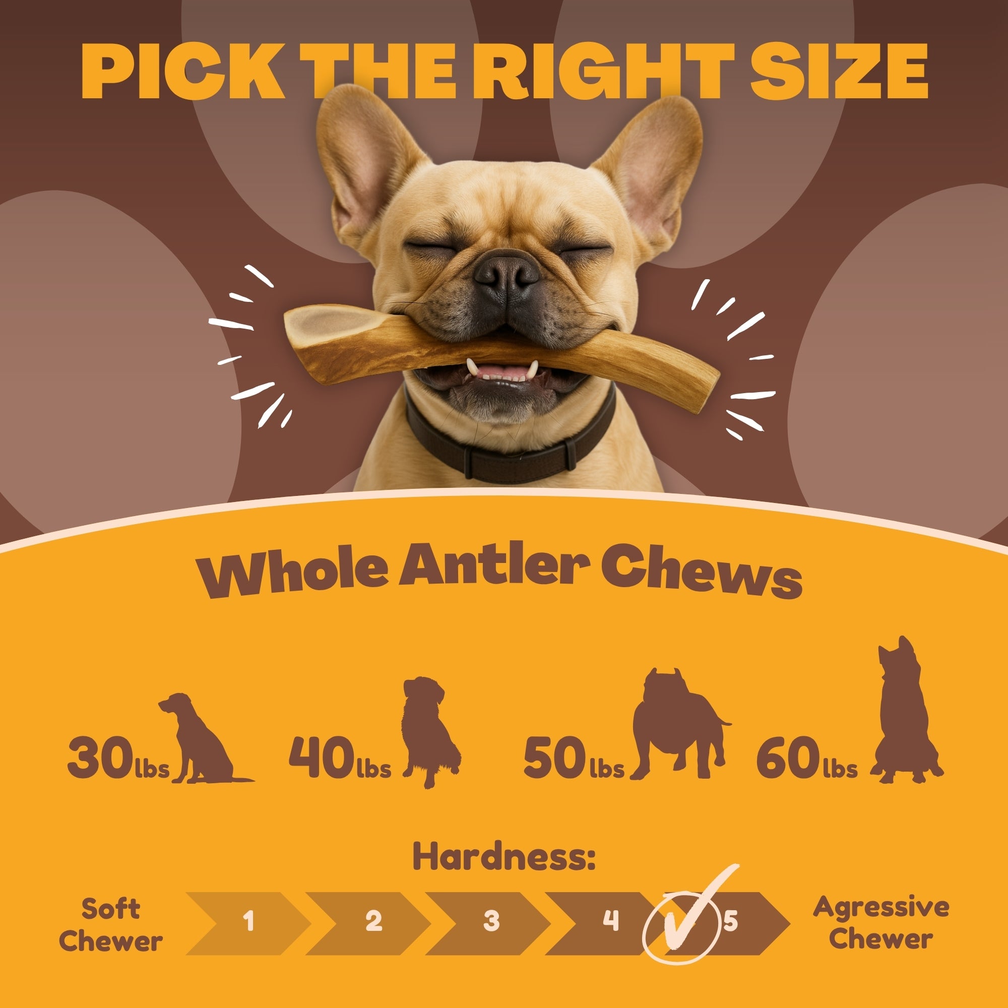 1 Pound Pack Bulk | Premium Deer Antler Chews