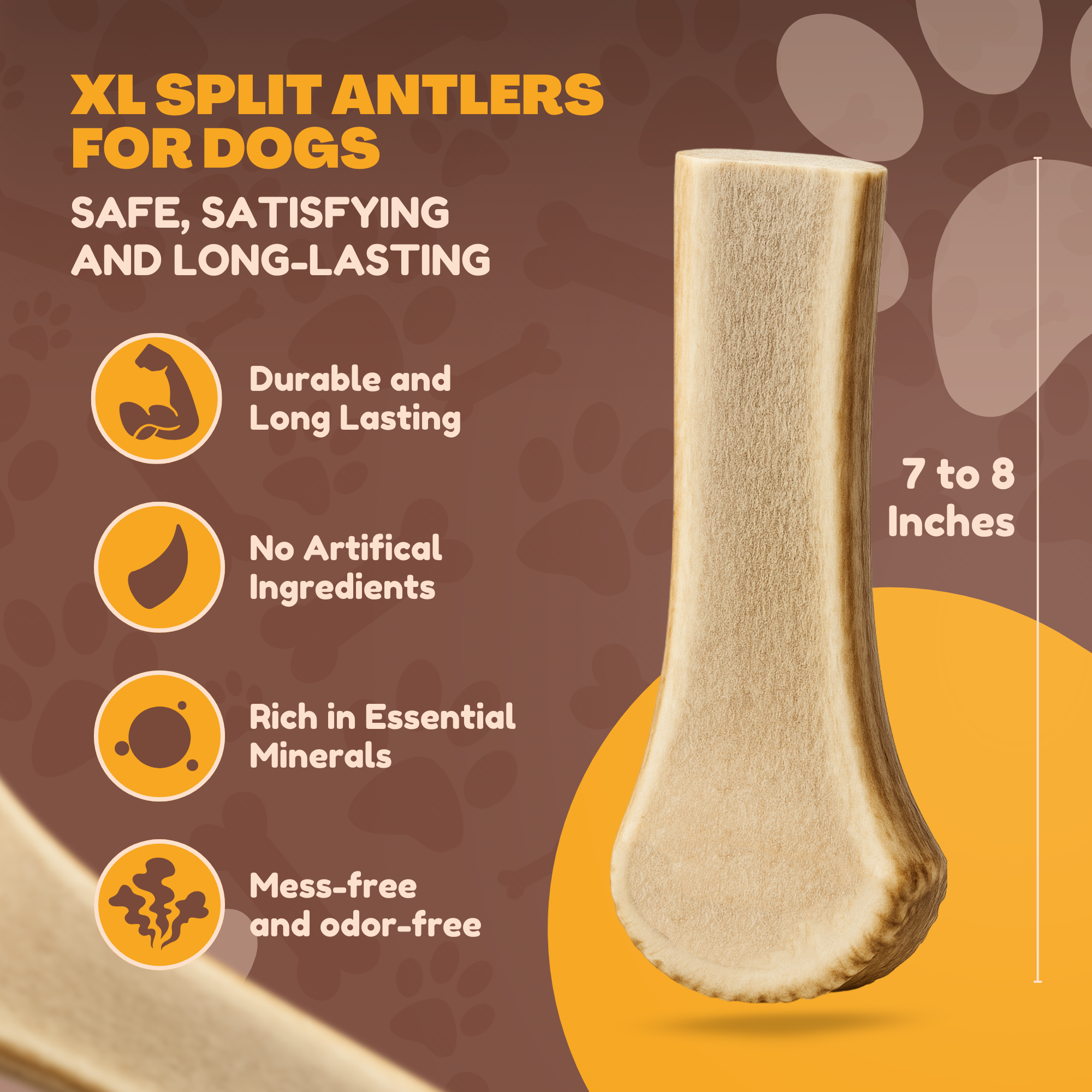 XL- Extra Large | Split Elk Antler Dog Chews - Single or Multipack