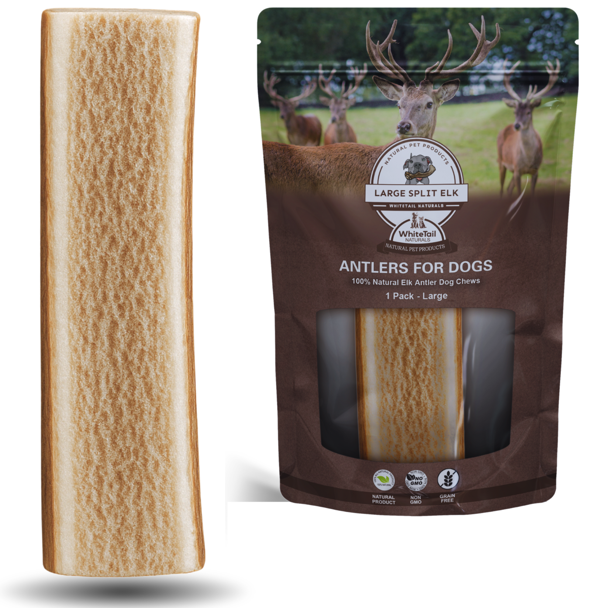 Large | Split Elk Antler Dog Chews - Single or Multipack