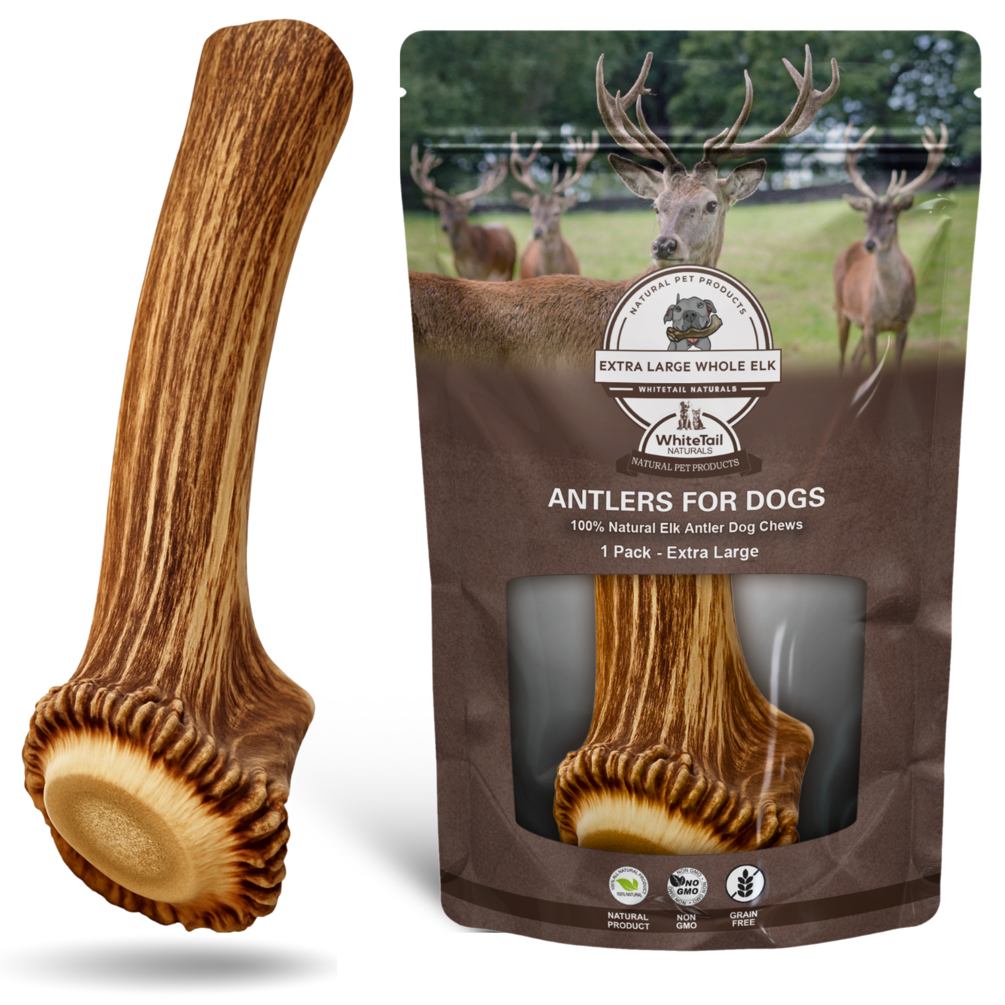 XL - Extra Large | Whole Elk Antler Dog Chew -Single or Multipac